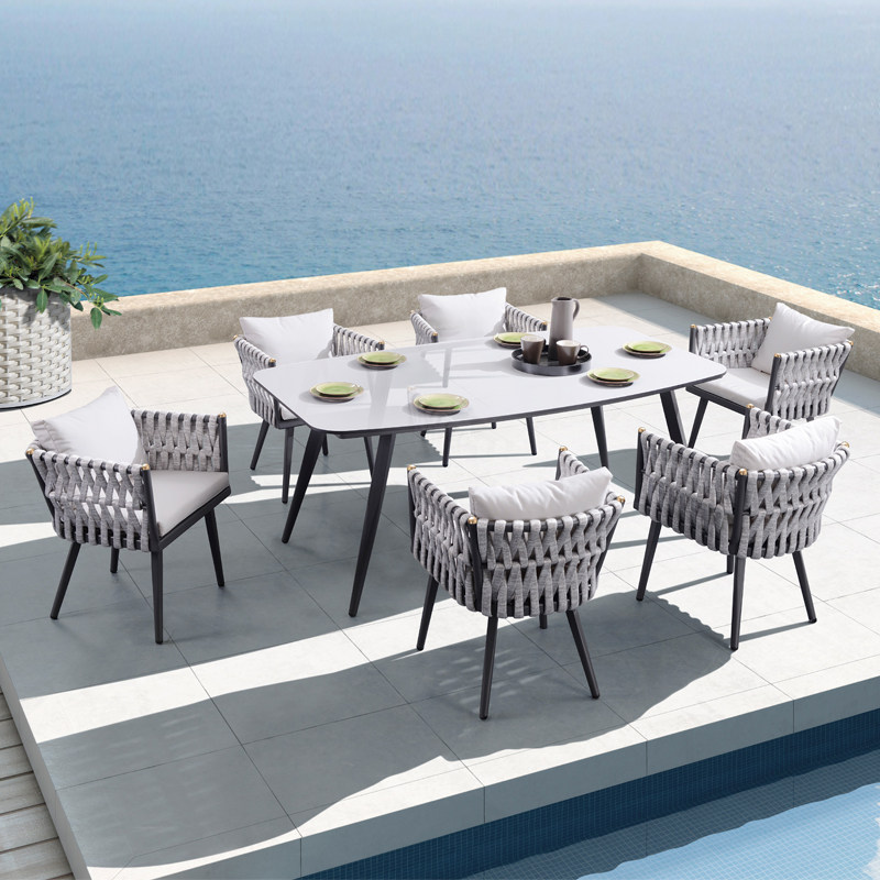 Outdoor garden furniture with dining table and chairs Three-five sets of courtyard balconies High-end Casual Rattan table and chairs Dining Table