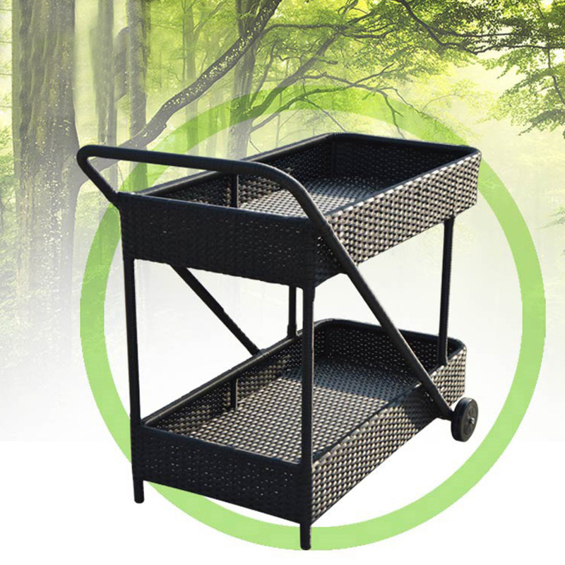 Rattan woven dining cart hotel western restaurant liquor cart cart outdoor restaurant garden courtyard sideboard trolley