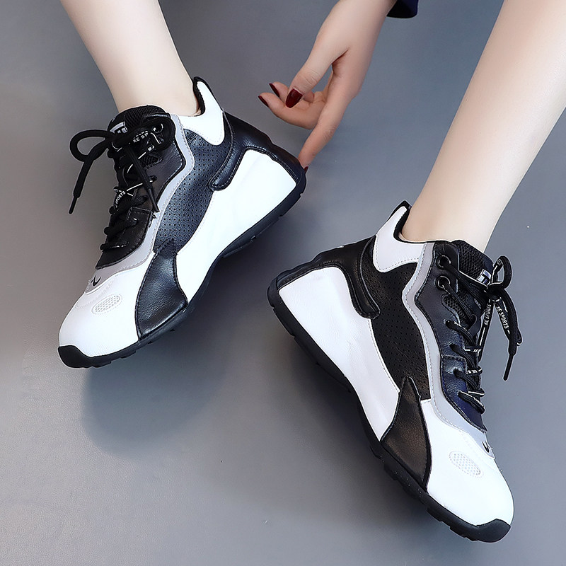 Bag bottom shoes men and women lovers' web face Breathable Pipponnet Heightening Older Daddy Shoes Ins Tide Casual 100 Hitch Sneakers