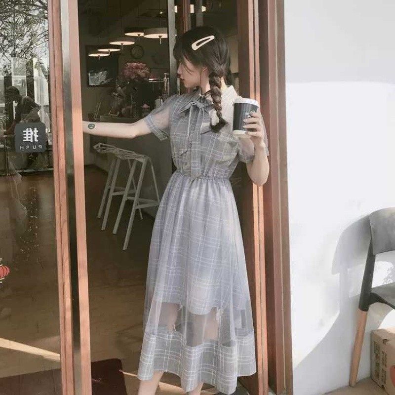 2021 Student version of retro Gia Xia section Long dress yarn in length Han Xianyang Dress New Subnetting Slim Woman Dress Fairy Skirt