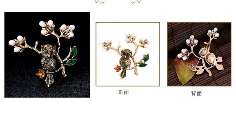 Trâm nữ châu Âu và Mỹ phong cách retro cá tính trang sức hoang dã chim nhỏ nhánh cú với kim cương trâm kim cương nữ huy hiệu kute