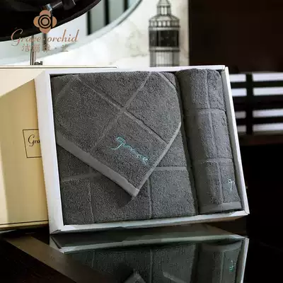 Jieli Yalan cotton padded adult business solid color bath for men and women general bath towel towel 2 gift box