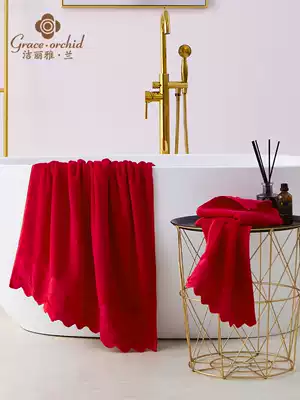 Jieli Yalan cotton wedding big red towel festive wedding towel towel home three-piece gift box