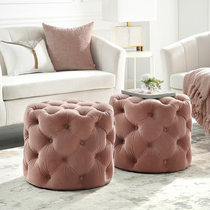 Nordic Light Lavish Lotus Root Pink Cloth Art Changing Shoes Stool Clothing Shop Couch Stool Round Clothing Shop Rest Stool Cloakroom Bench