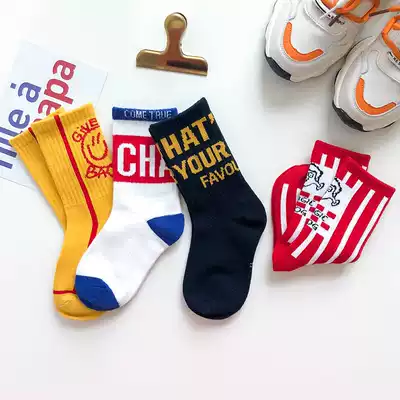 Children's socks spring and autumn cotton Korean hip hop hip hop dance baby stockings girls boys big Children Sports tide socks