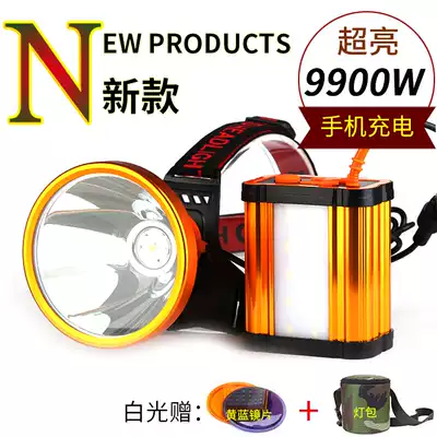 2019 9900W headlight charging super bright head mounted led yellow light night fishing miner lamp Super hernia 3000