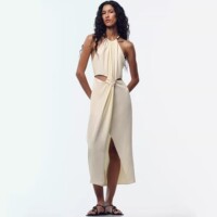ZA2025 autumn new women's charm hanging neck knotted open design midi dress 3897158 300
