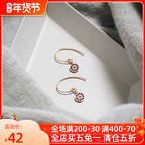 DD Devils Eye 14K gold small earrings Womens short diamond small exquisite natural pearl mosquito coil ear clip