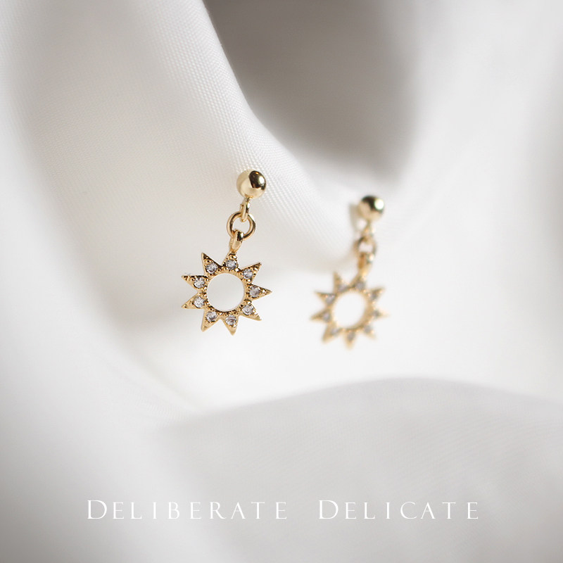 DD 14k Bag Gold Ear Needle Sunflower Mosquito Coil Pan Without Earhole Ear Clip Woman Temperament Small Ear Pendant Delicate Ultra Senssen