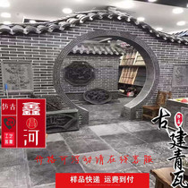 Resumption of work explosion hollow brick carving ancient building relief Chinese carving antique blue tile machine carving hand carved background wall