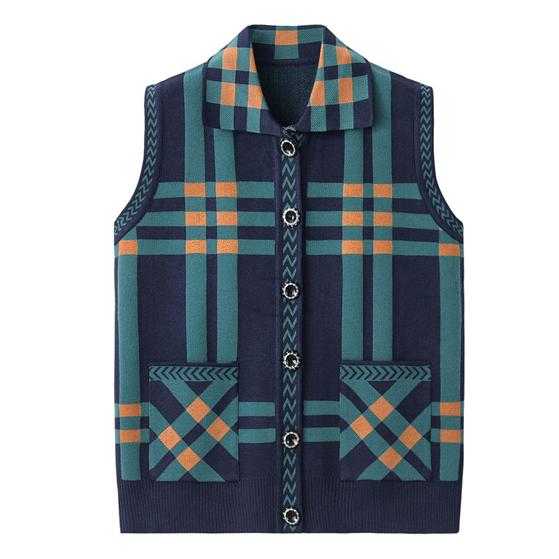 Old man horse clip female spring and autumn grandmother knitted cardigan Old man vest waistcoat winter mother sweater vest