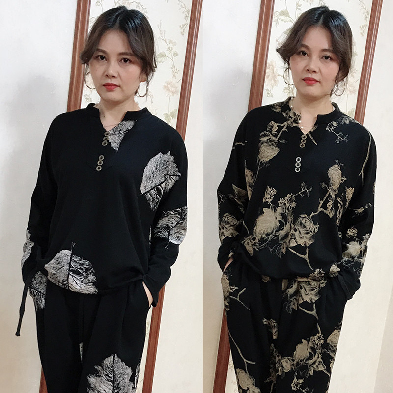 Mother's spring dress wide wife two-piece suit 2020 new middle-aged lady 40 years old 50 loose top spring and autumn foreign style