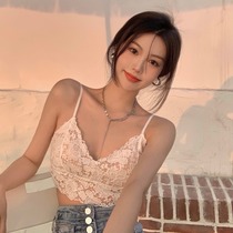 With Chest Cushion Outside Wearing Sexy Small Harnesses Pure Desire Wind Female Summer Beauty Back Vest Spicy Girl lingerie Breast Lace Blouse