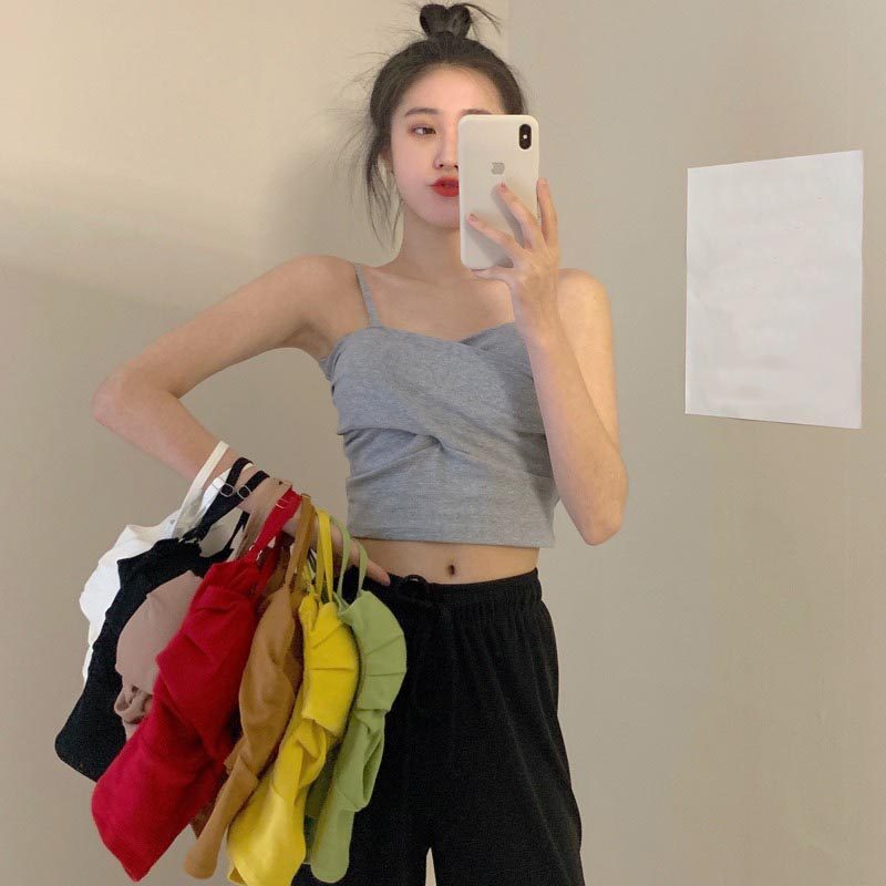 Inside the new sexy careful machine sling underwear outside wearing a niche with a chest pad bottoming tube top vest female ins tide