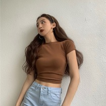 Tight sexy shorts for a small crowdbeating undershirt short sleeve blouses womens spring and summer lap 2022 new t-shirt-ins surge