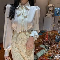 Long Sleeve White Inner Hitch Base Snowspinning Shirt Woman Summer Retro Design Sensation Small Crowdlining Clothing Foreign Air Lace Blouse