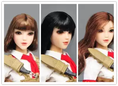 Spot 1 6 days Yimei red scarf movable eye female head carving 3 Obi white skin BJD