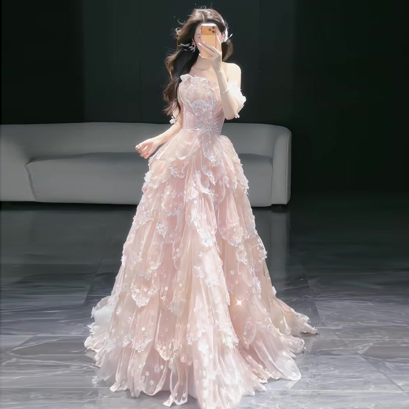 Pink Dressing Gown for Women, Bridal Engagement Evening Dress, Stunning and Ethereal, Birthday Coming-Of-Age Ceremony, Runaway Princess Art Exam Dress Pink Dressing Gown for Women, Bridal Engagement Evening Dress, Stunning and Ethereal, Birthday Coming-Of-Age Ceremony, Runaway Princess Art Exam Dress