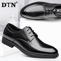 DTN leather shoes mens leather mens business dress casual dad shoes soft bottom soft leather labor insurance work shoes black