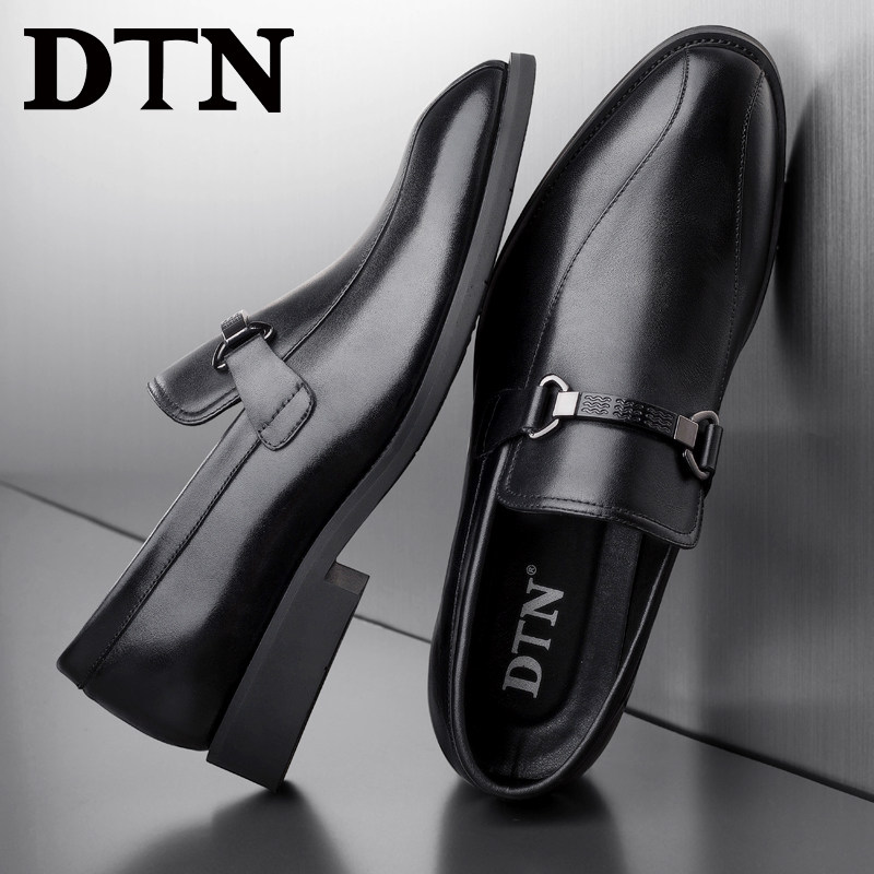 DTN men's formal leather shoes men's Korean version trendy black leather business casual men's shoes cover feet soft leather work shoes
