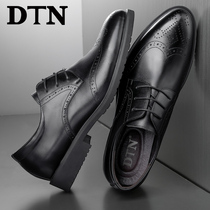 DTN autumn brogue large size leather shoes mens 4748 leather Korean version trend mens carved British casual mens shoes