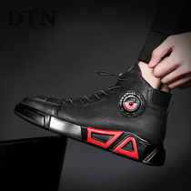 DTN Martin boots mens winter high-top trendy shoes plus velvet warm leather British style trend soft bottom all-match work boots