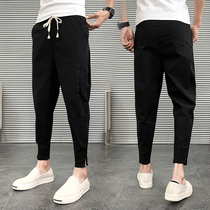 2020 Spring and Summer New Little Foot Pants Tide Men Spirit Boy slim slim trend students toe wild leisure ankle-length pants
