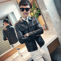 Spiritual guy autumn and winter new leather jacket mens self-cultivation social guy youth PU leather handsome jacket