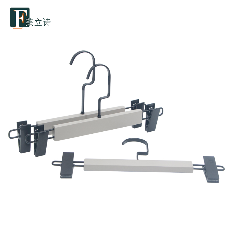 Grey Solid Wood Skirt Pants Rack Light Color High-end Wooden Dress Pants Hanging Clothing Store Matching Custom Hanger Pants Clip
