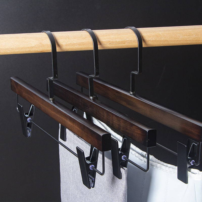 Phlip Retro Color Solid Wood Pants Frame Pants Clip Wooden Pants Hanging Wood Pants Clip Clothing Shop Logo Custom Clothes Pants Rack-Taobao