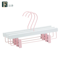 Fu Lishi solid wood white skirt rack wooden pants hanger matching pants clip clothing store custom LOGO pants support