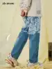 ZBJ2019 autumn new national tide washed popular trousers straight feet casual light color cartoon hand-painted jeans