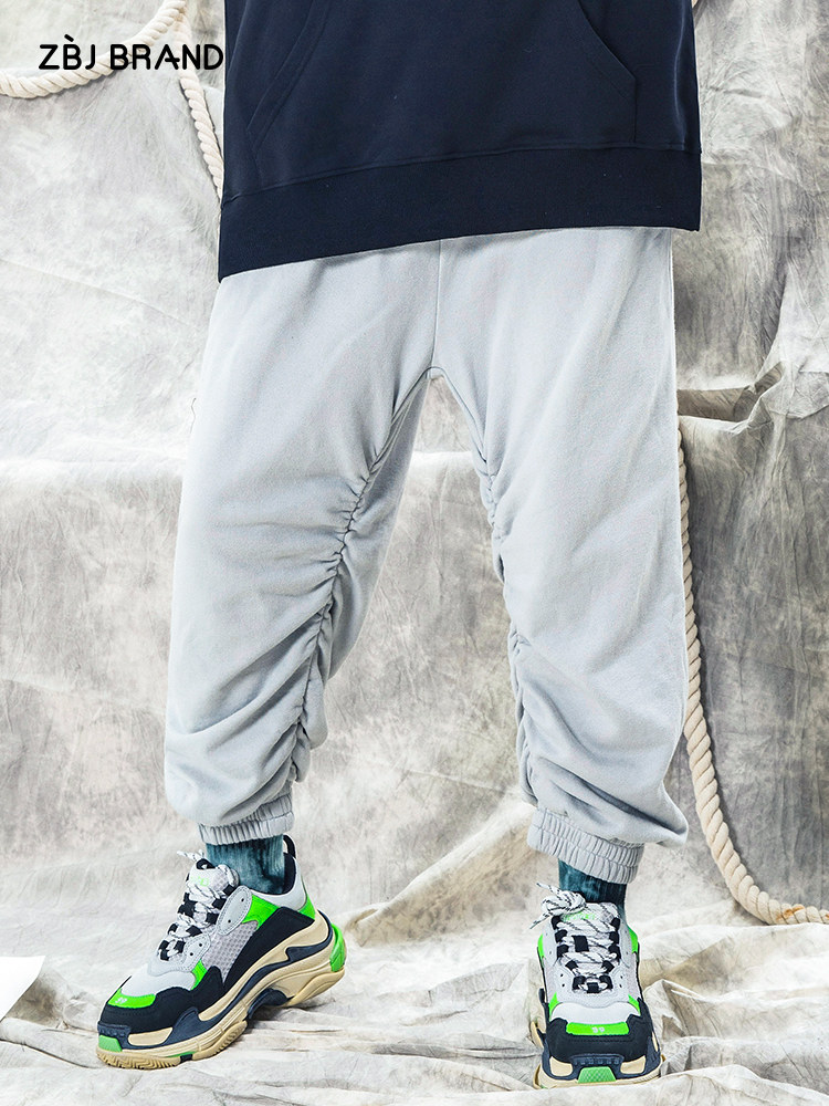 ZBJ washed sports pants 2019 new casual trousers men's drawstring pants national tide sports pants loose tide brand men and women