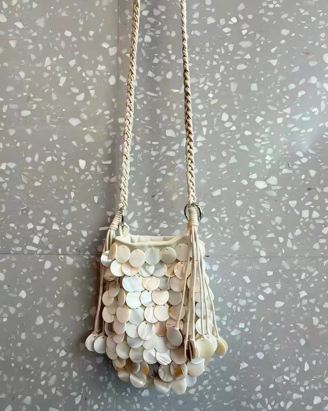 Hand-Sewn Beaded Mother-Of-Pearl Bag 2026 Spring/Summer New Style Socialite Evening Style Shell Bag Hand-Held Shoulder Crossbody Phone Bag