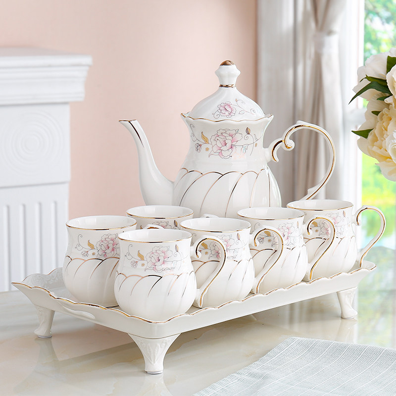 European-style water cup set ceramic high-end living room cup set family simple teapot tea set tea cup household cup set