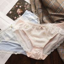Underwear Girl Ice Silk Pure Cotton Crotch Girl Mid-Waist Student Teen Girl Day Soft Girl Milk Silk Soft Triangle Pants