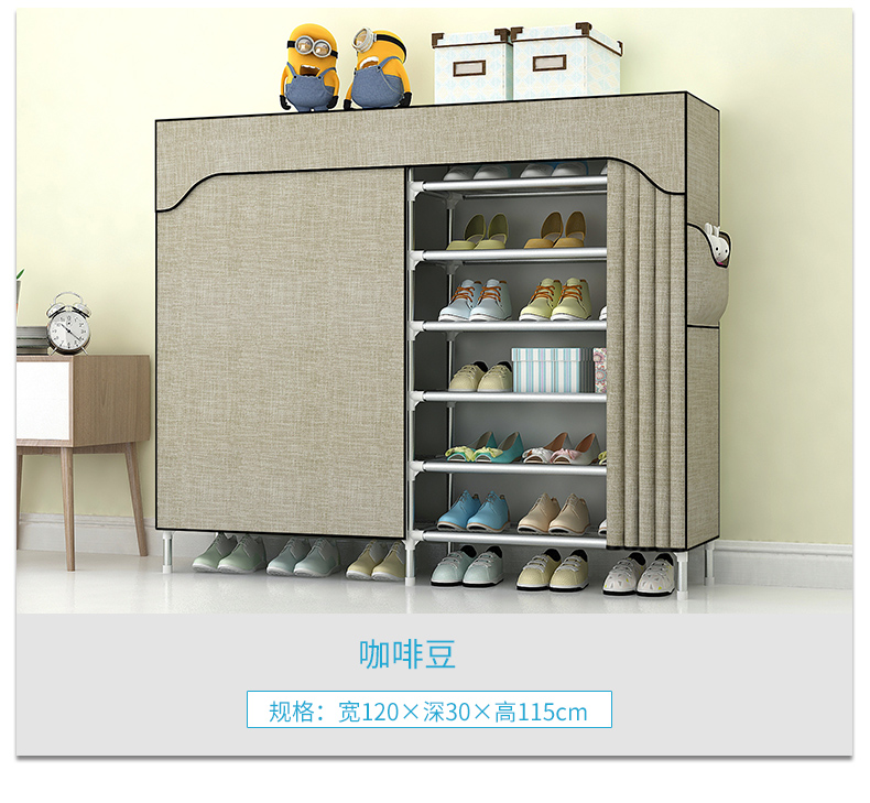 Đơn giản nhiều lớp thép ống lắp ráp giá giày ký túc xá hộ gia đình dung lượng lớn lưu trữ chống bụi không gian tủ giày kinh tế - Kệ kệ gỗ 3 tầng