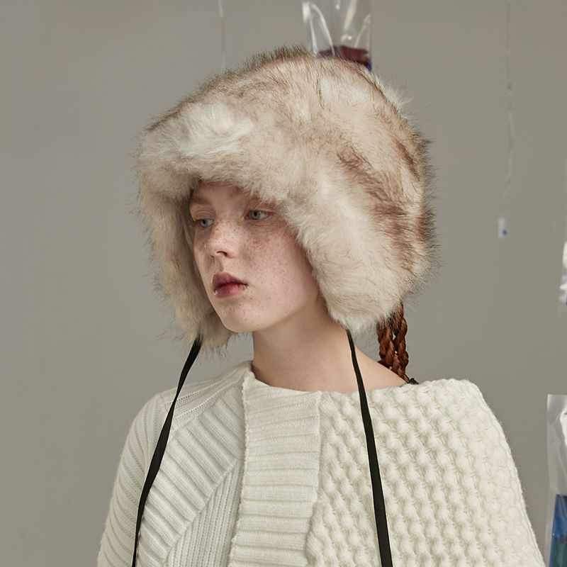 EYETYPE original design Siberian plush hat women winter imitation fox fur thunder hat ski hat
