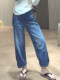 European high-waisted straight-leg jeans for women in autumn new large size pear-shaped figure loose slimming nine-point wide-leg pants