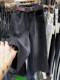 Black and gray straight jeans for women in autumn and winter new large size fat mm plus velvet thickened loose slimming eight-point wide-leg pants