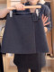 Gray woolen skirt for women 2025 winter new large size pear-shaped figure high waist slimming A-line hip skirt
