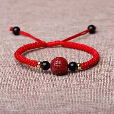 Cinnabar hand string red rope Ping Anzhu body hand-woven couple small hand rope female
