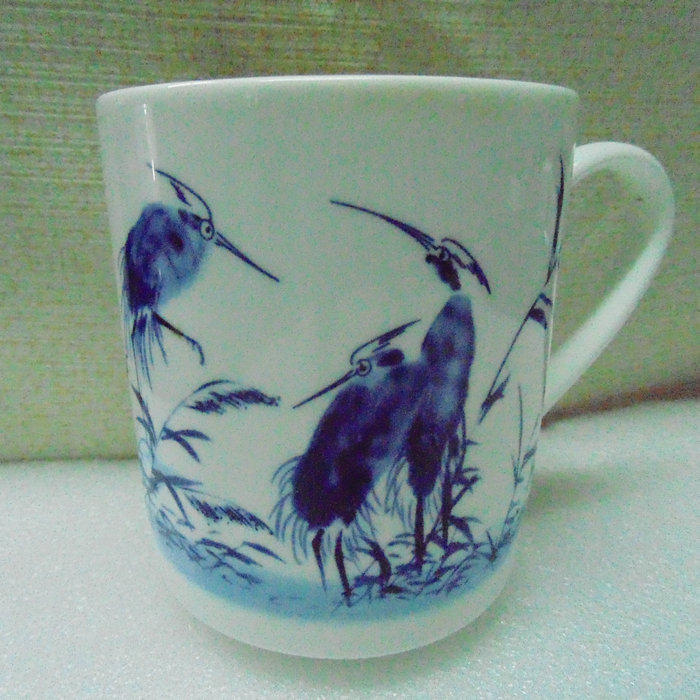 Tea set Culture water glass Film and TV props Handpainted bird egrets Dwelling Crane Dance Jingdezhen Green Flowers deacon Porcelain Tea Cup
