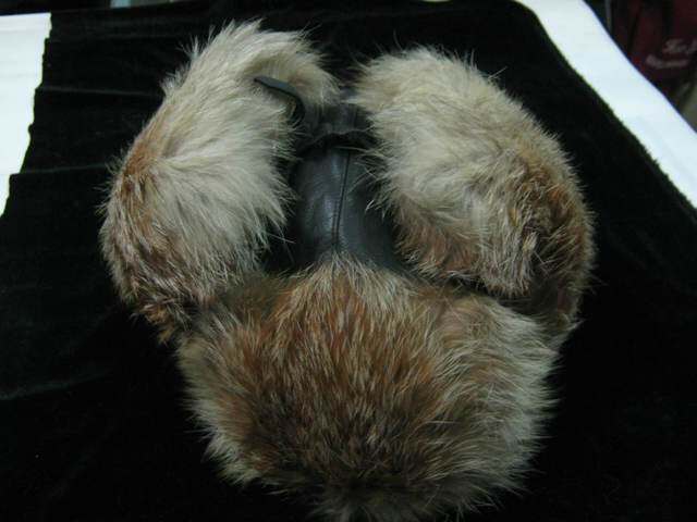 Northern winter old leather hat Northeast men's winter outdoor warm clothing folk cultural relics items