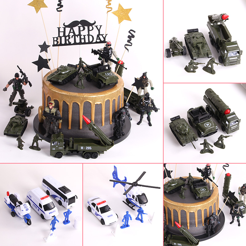 Baking dress Missiles Helicopter eat Chickens Off-road Cars Police Cars All Types Of Emulated Car Die Suit Type Cake Swing pieces