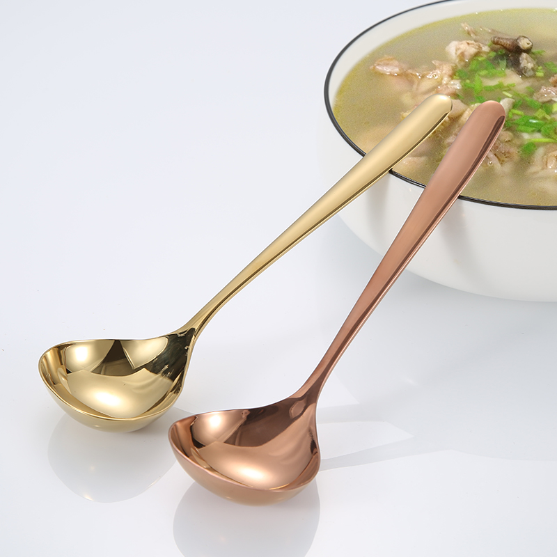304 stainless steel spoon Household tableware long handle adult children's Western large round spoon Soup spoon Rice spoon spoon spoon