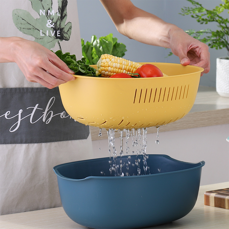 Drain basket Washing basin Water filter vegetable pool Double-layer water control kitchen leakage rack sink plastic faucet Amoy vegetable