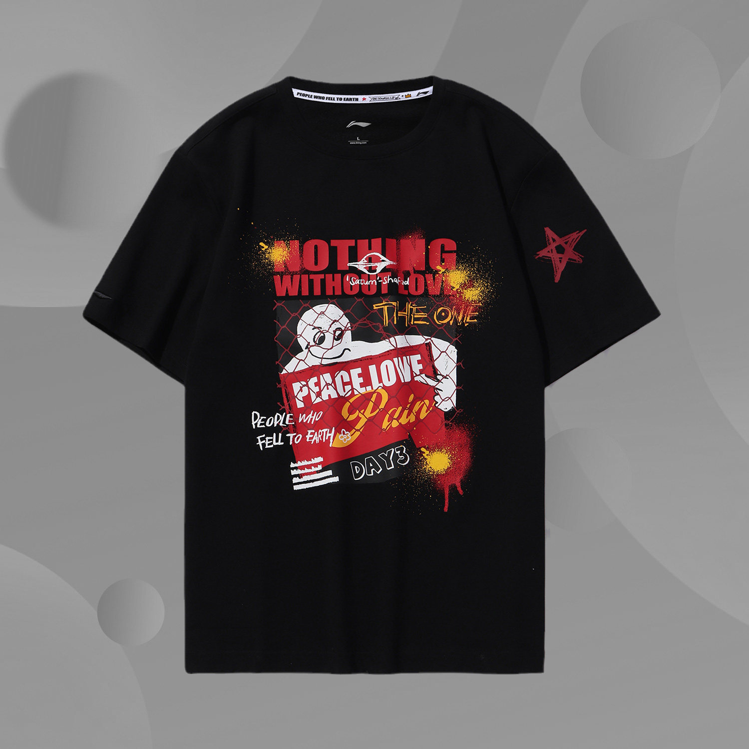 Li Ning leisure sports CF earth seven days men and women short-sleeved T-shirt cultural shirt AHSQ374