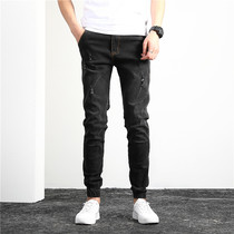 Clara LEE joint fashion brand jeans mens cut-out leggings loose small feet large size nine-point trousers