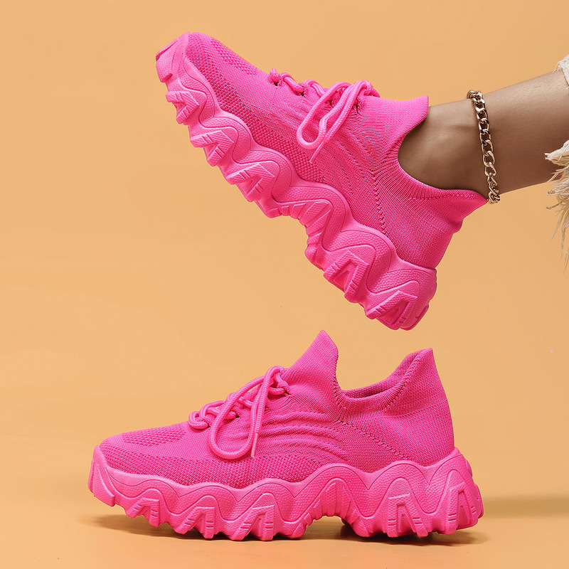 Cross-Border Aliexpress Amazon Large Size Women's Sports Shoes Breathable Fly-Knit Sock Shoes Slip-On Lazy Shoes